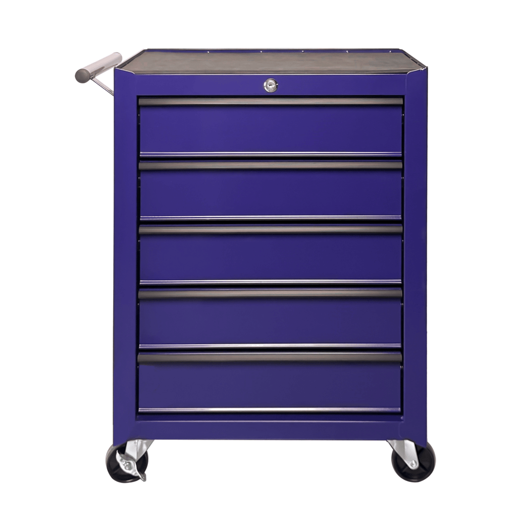 Rolling Metal Tool Chest with 5 Drawers, 20" 5-Drawer Tool Chest Cabinet with Ball Bearing Drawer Slides, Steel Tool Storage Box Organizer -PURPLE