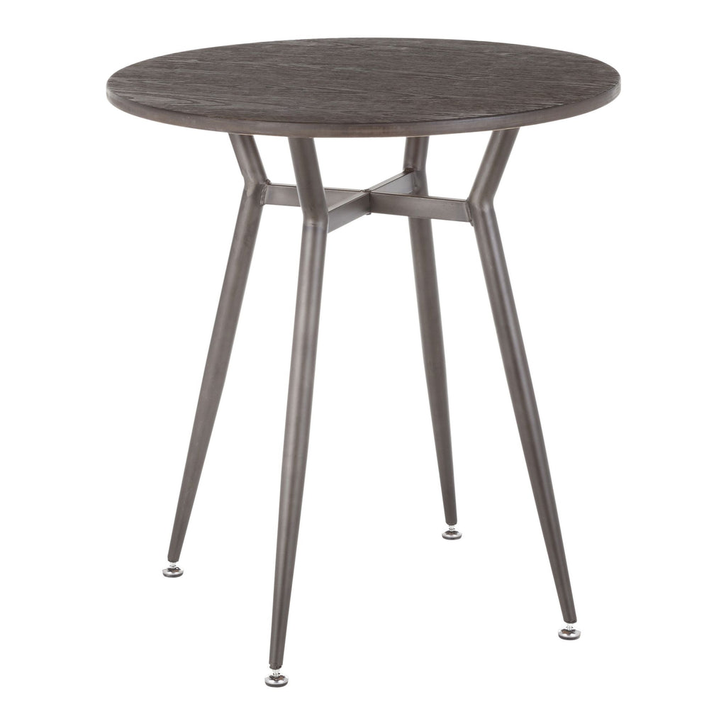 Round Dinette Table in Antique Metal and Espresso Wood-Pressed Grain Bamboo