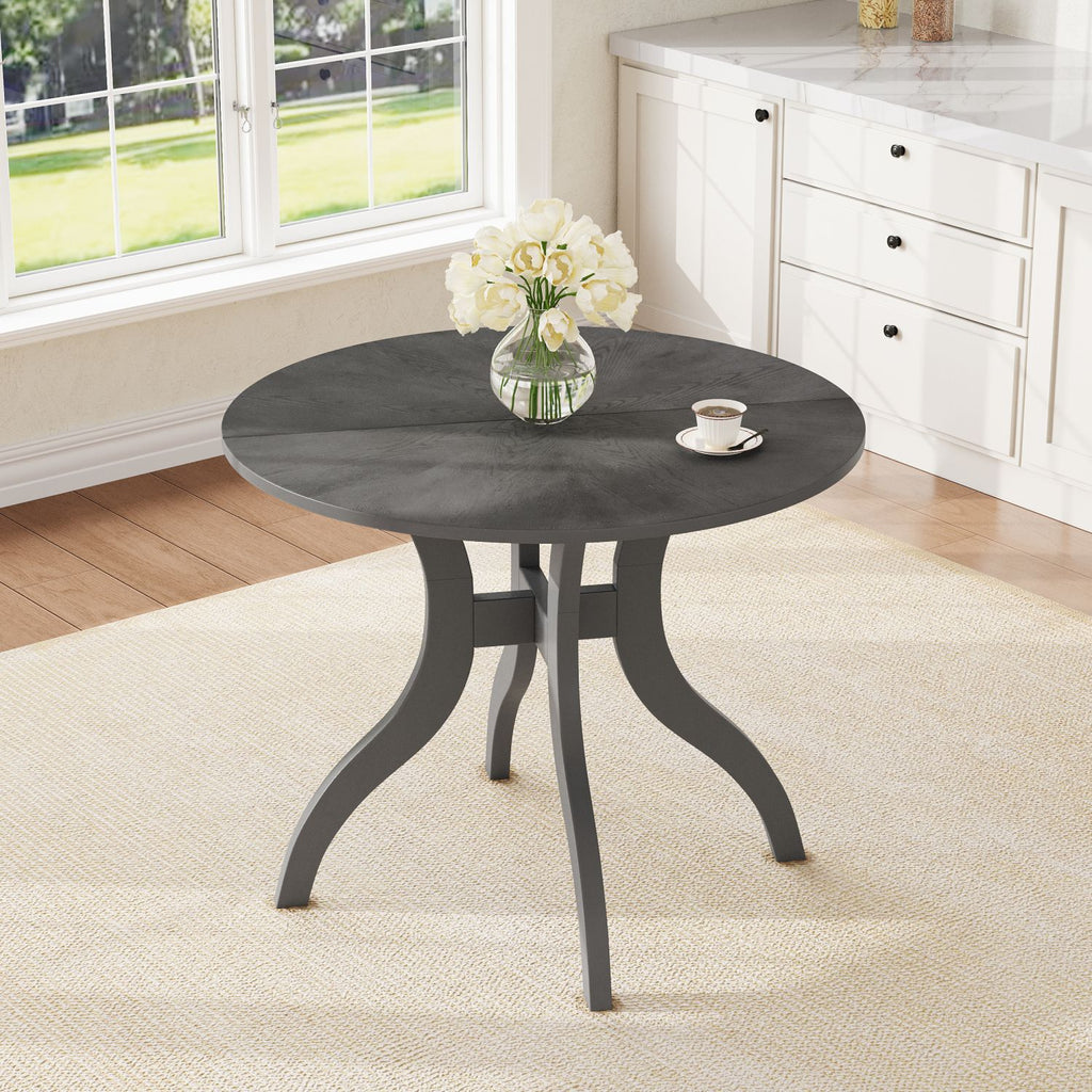 Round Dining Table 39.4" – Traditional Solid Wood Legs, Timeless Elegance, Ideal Focal Point for Family Gatherings - Oak Gray