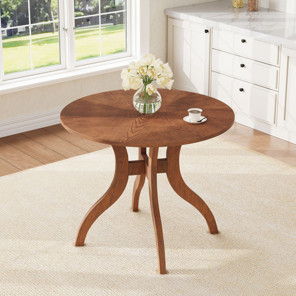 Round Dining Table 39.4" – Traditional Solid Wood Legs, Timeless Elegance, Ideal Focal Point for Family Gatherings - Walnut