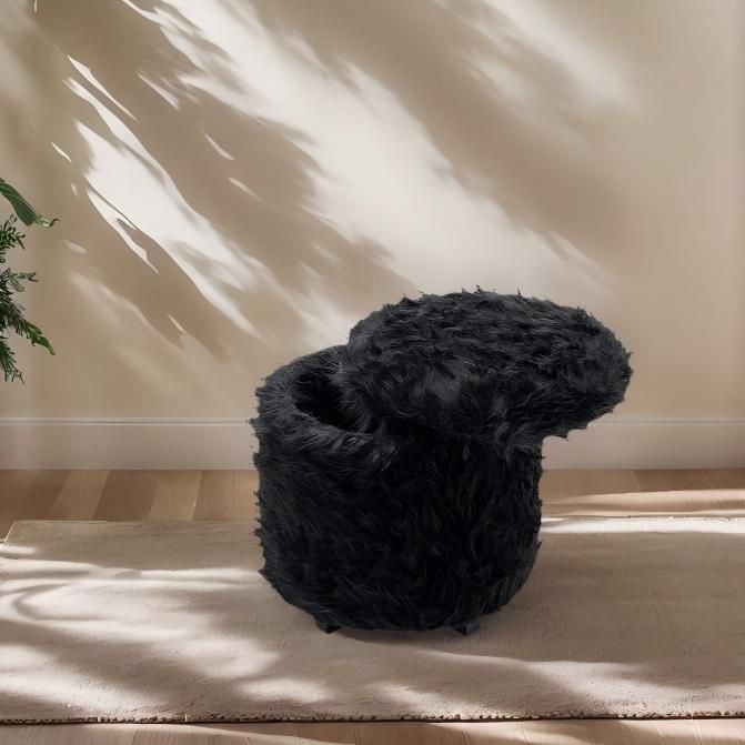 Round Ottoman - Black Harry