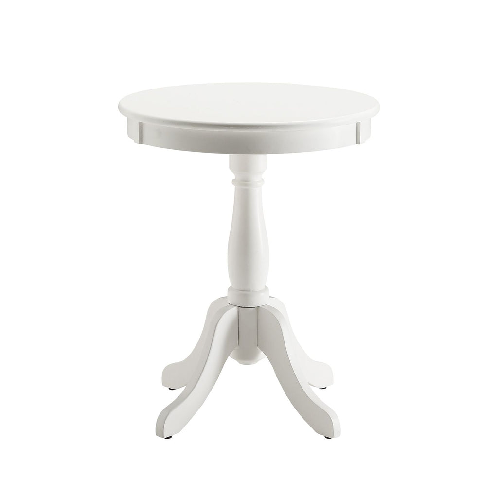 Round Pedestal Accent Table, White