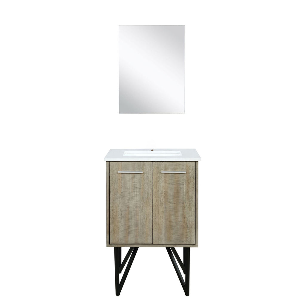 Rustic Acacia Bath Vanity 24 in. W x 20 in. D, Cultured Marble Top and 18 in. Mirror