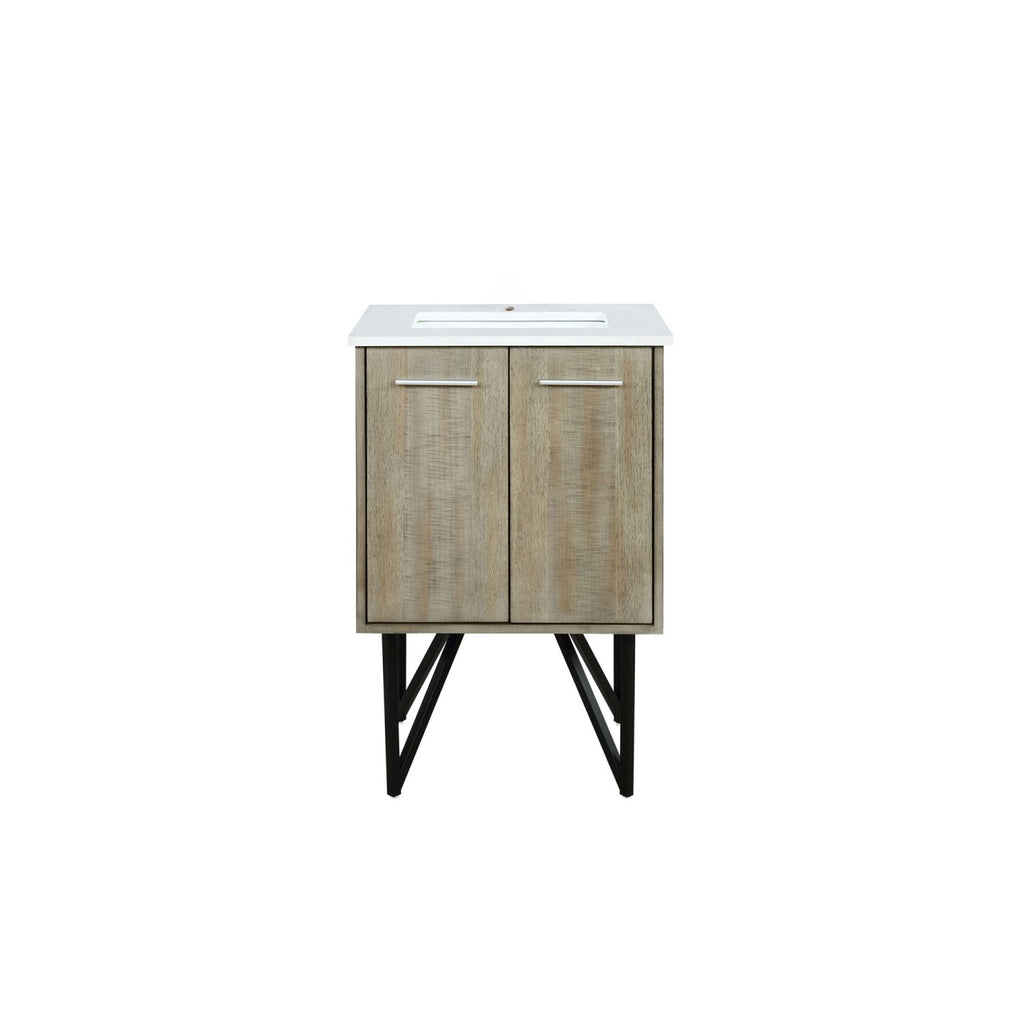Rustic Acacia Bath Vanity 24 in. W x 20 in. D, with White Quartz Top
