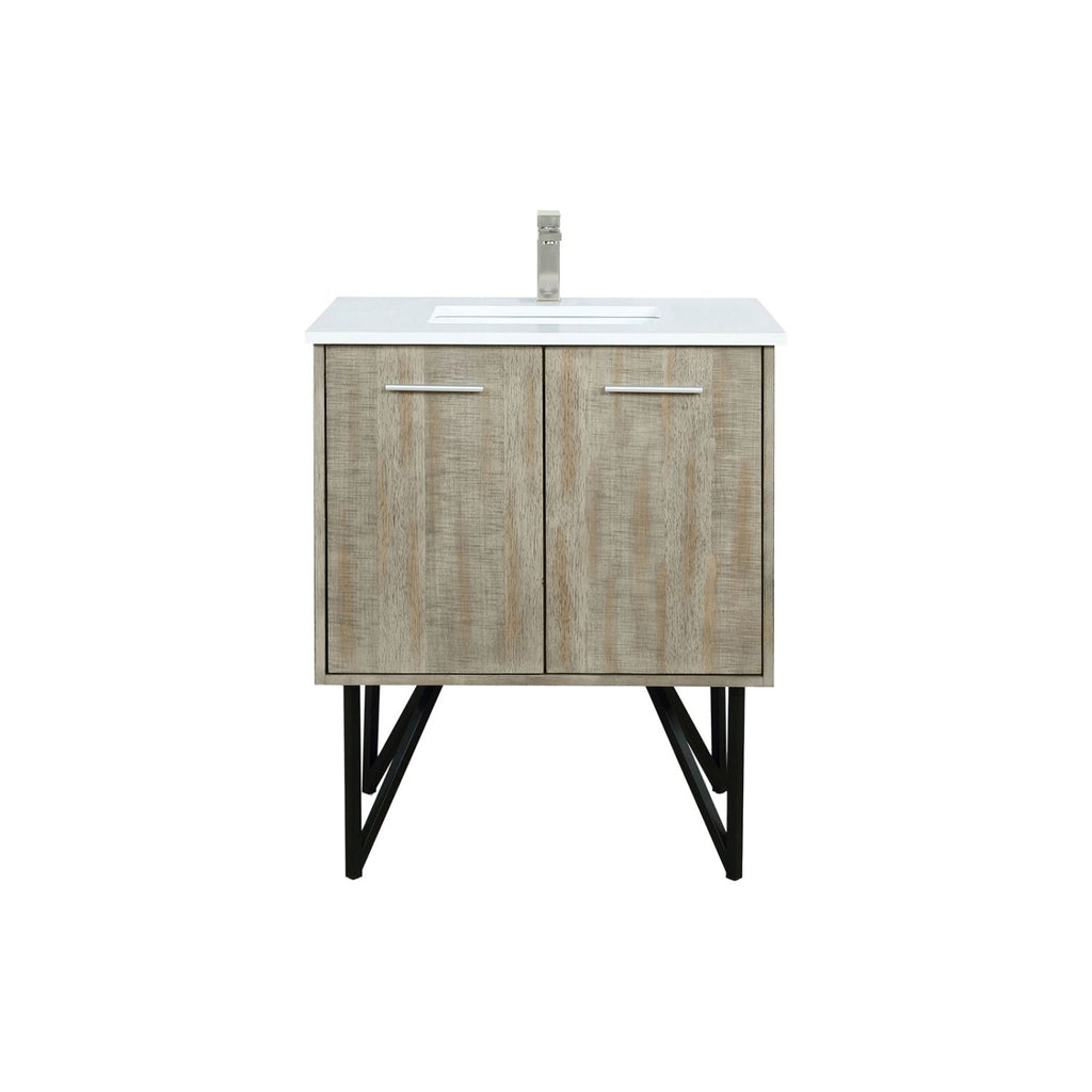 Rustic Acacia Bath Vanity 30 in. W x 20 in. D, Cultured Marble Top and Brushed Nickel Faucet Set