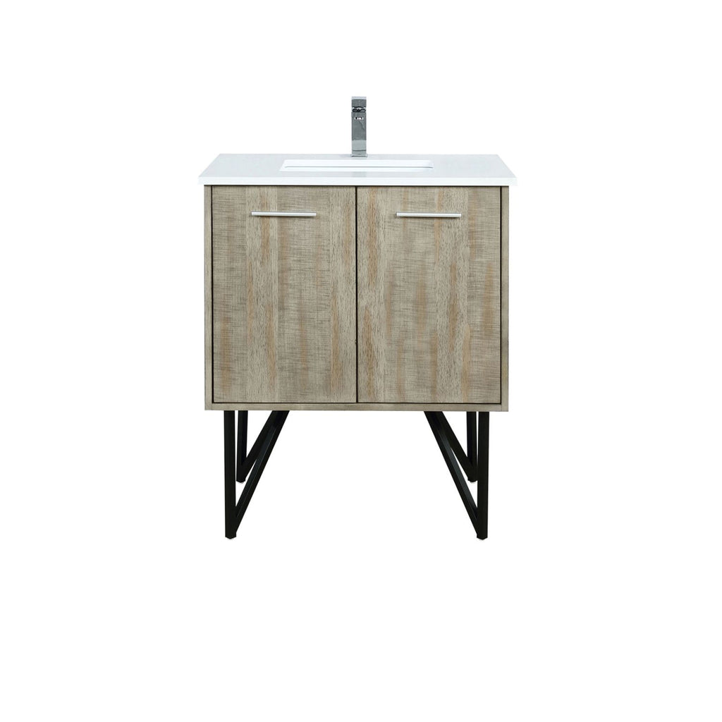 Rustic Acacia Bath Vanity 30 in. W x 20 in. D, Cultured Marble Top and Chrome Faucet Set