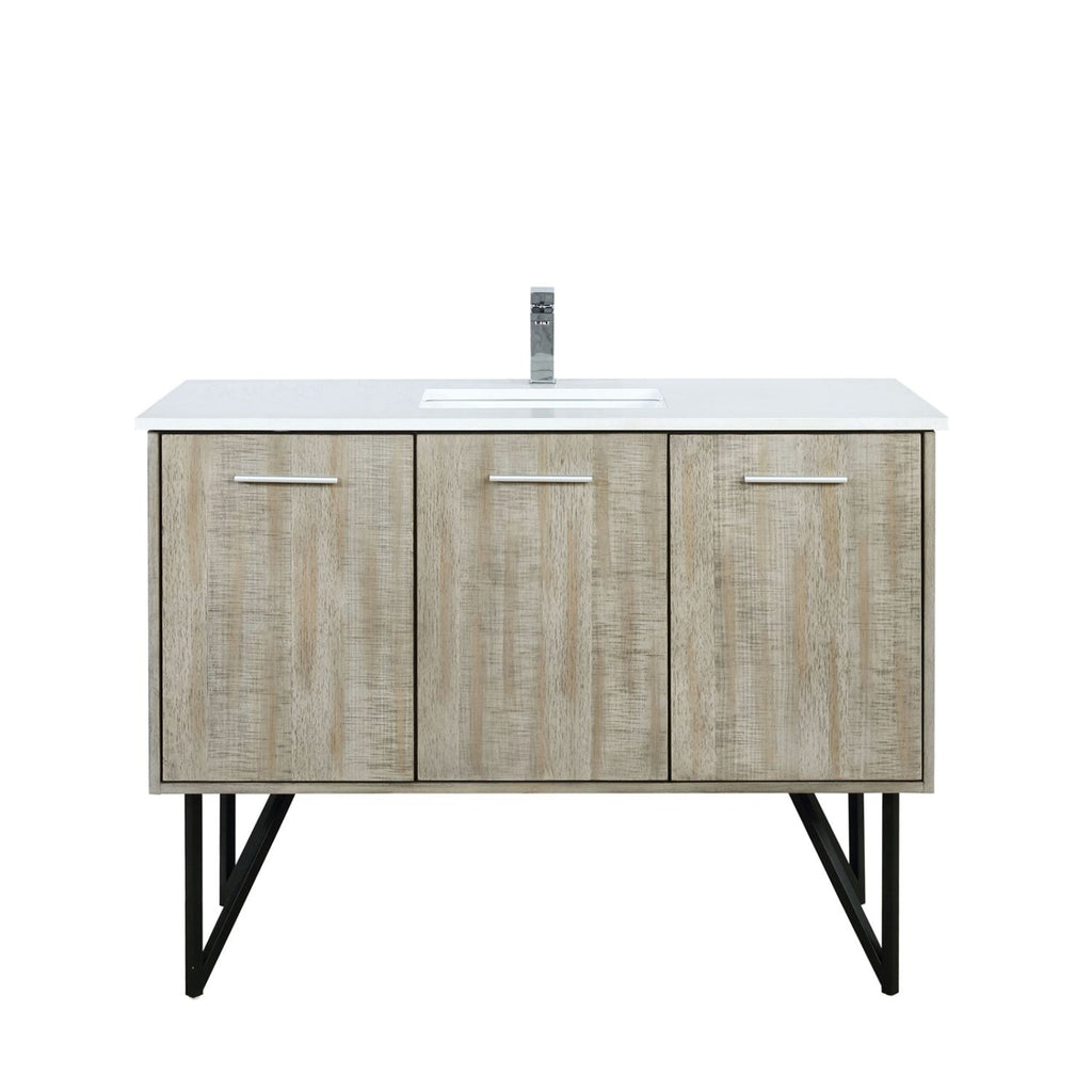 Rustic Acacia Bath Vanity 48 in. W x 20 in. D, Cultured Marble Top and Chrome Faucet Set
