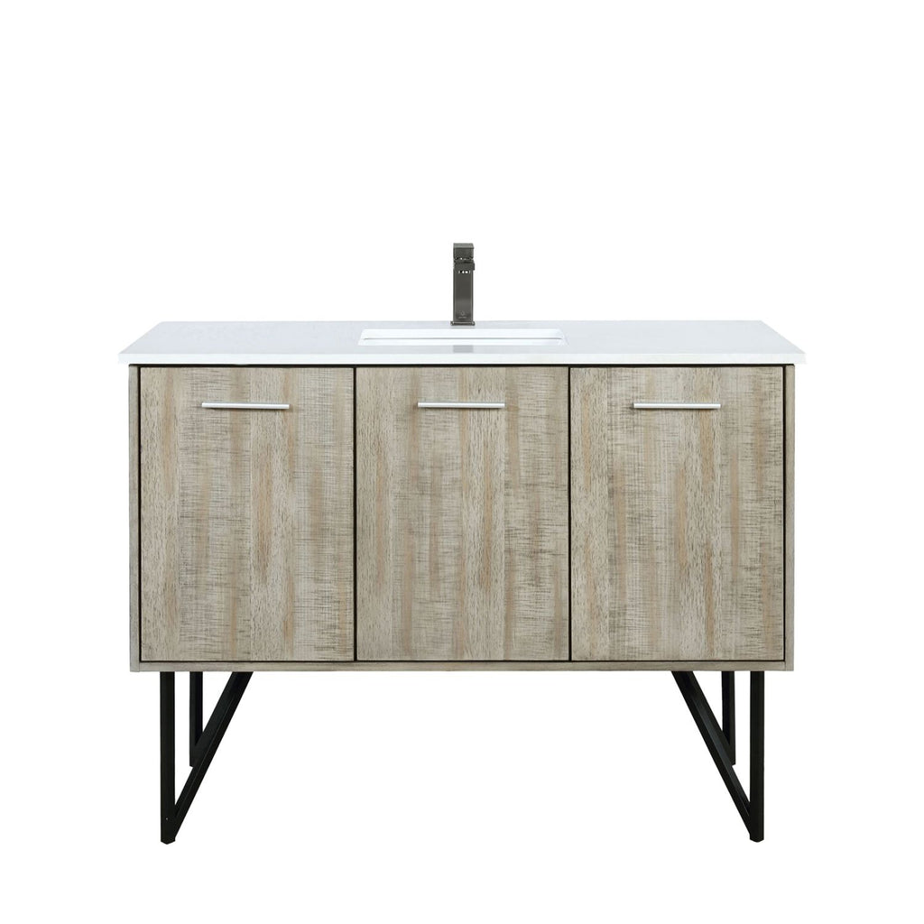 Rustic Acacia Bath Vanity 48 in. W x 20 in. D, Cultured Marble Top and Gun Metal Faucet Set