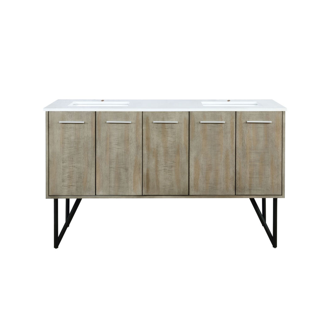 Rustic Acacia Double Bath Vanity 60 in. W x 20 in. D, with Cultured Marble Top