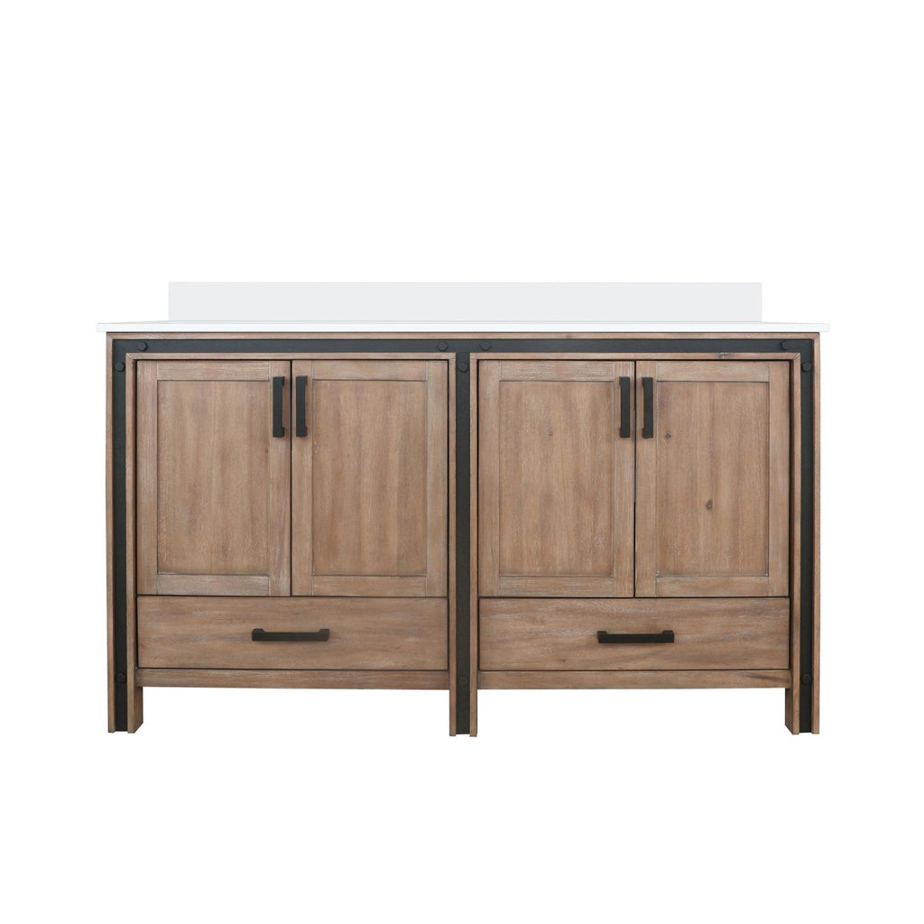Rustic Barnwood Double Bath Vanity 60 in. W x 22 in. D, with Cultured Marble Top