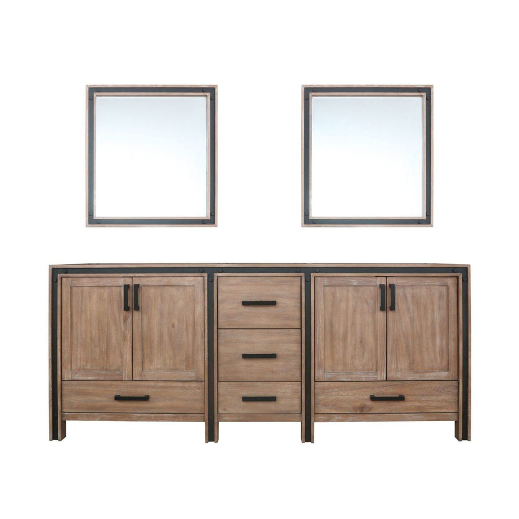 Rustic Barnwood Double Bath Vanity 80 in. W x 22 in. D, and 30 in. Mirrors