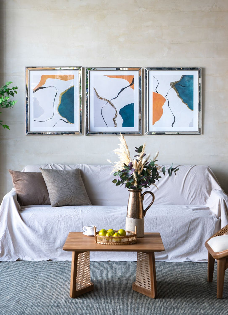 S/3 22x26x0.6" Marcia Mirror-Framed Wall Art