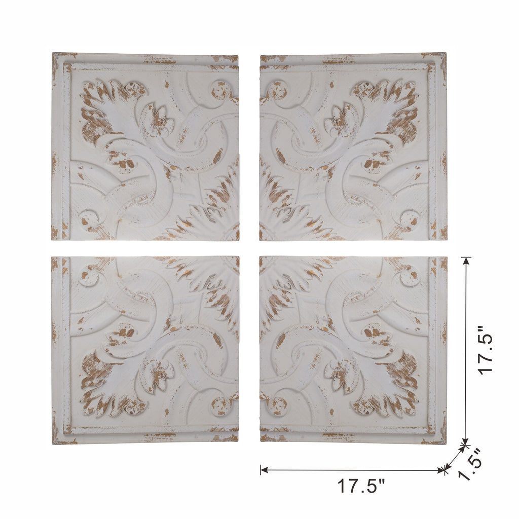 S/4 Distressed Wooden Square Wall Panels, 17.5x17.5"
