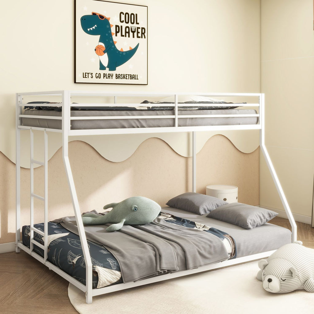 Same as B083P160614 Adam Sturdy Twin over Full Bunk Bed Metal White for Kids and Adult, Low Profile and Easy Climbing with Stable Ladder