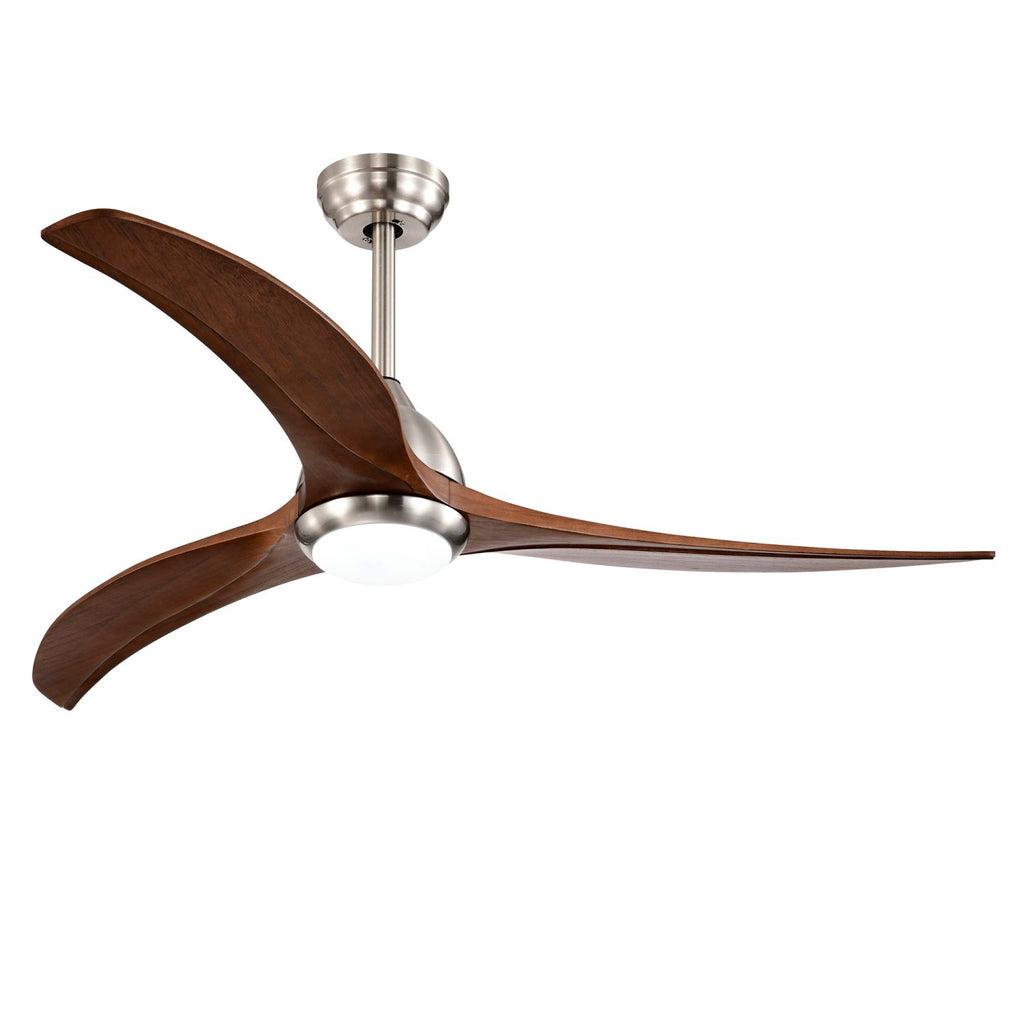 (Same SKU W1592P176970) 52" Solid Wood Blades Ceiling Fan With Light with Remote Control, Noiseless Reversible Motor, 6 Speed ,3 Color , for Patio Living Room, Bedroom, Indoor.(Stain nickel + Walnut )