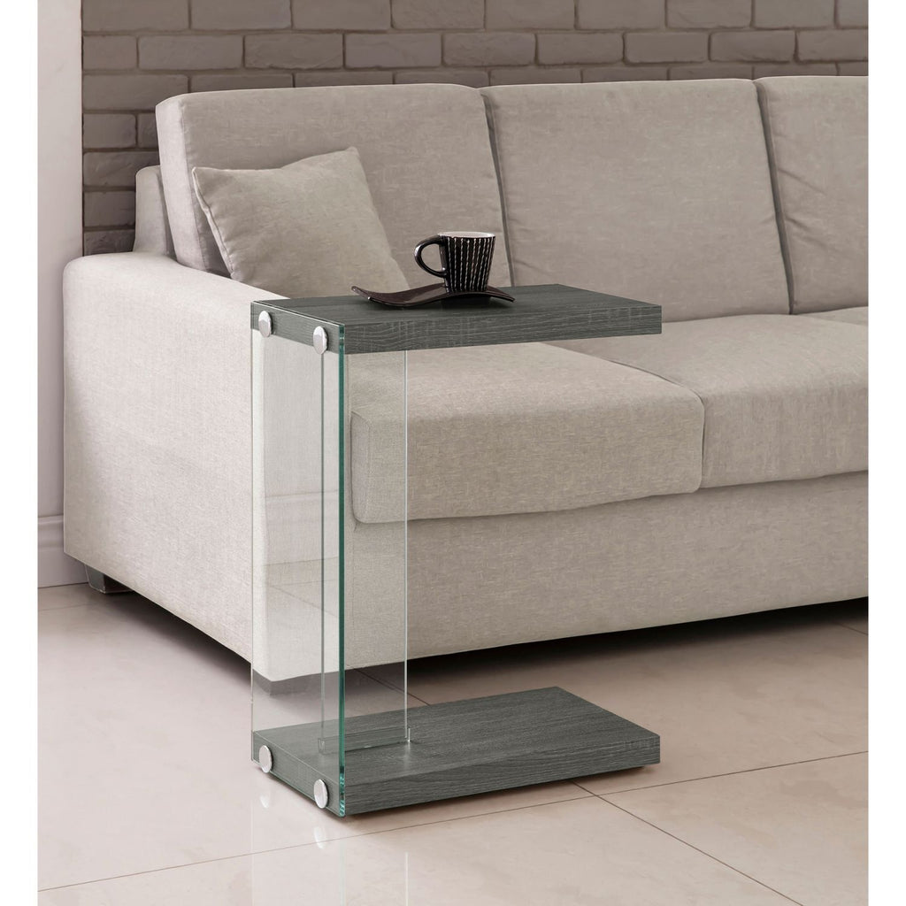 Sampson Weathered Grey Engineered Wood C-Shaped Side Table