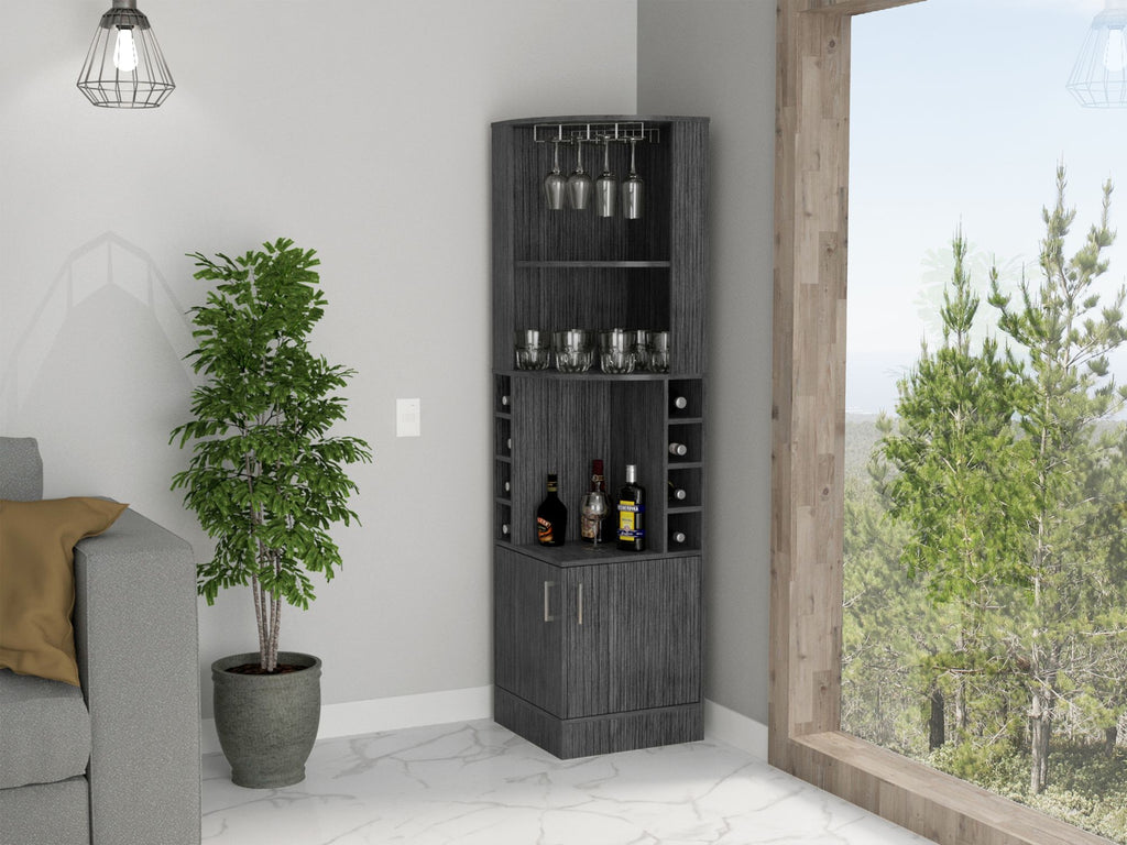 Seattle Bar Cabinet, Eight Bottle Cubbies, Two Large Open Shelves