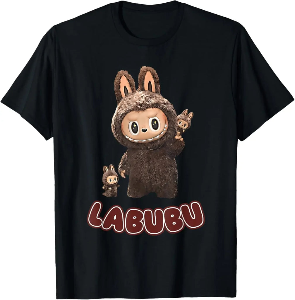 Funny Labubu Cute Monsters Brown Meme T-Shirt Casual Short-Sleeve Comfortable Breathable Streetwear Tee