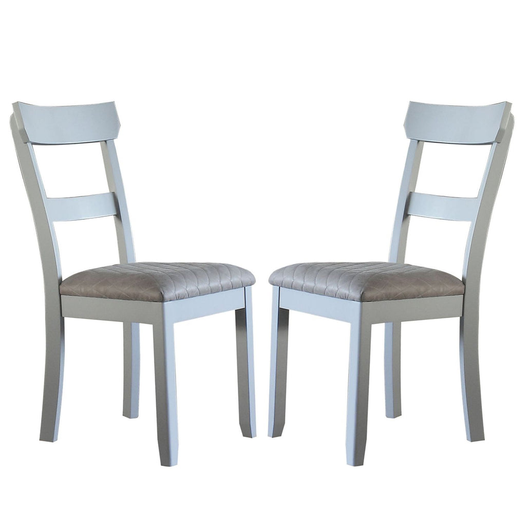 Set of 2 Dining Chairs with Two Tone Gray Upholstered Seat Cushion, Pearl Gray
