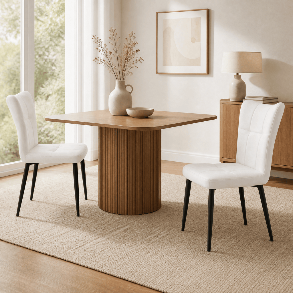 Set of 2 High-Back Dining Chairs with Ergonomic Design: Wrought Iron Frame, Leather Seat, and High-Rebound Sponge Cushions