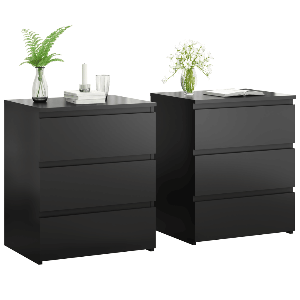 (Set of 2)3 Drawer Dresser, Small Dresser for Closet, Wooden Nightstand for Bedroom, Chest of Drawers Side Table Storage Cabinet for Home Office Entryway Hallway, Each box Contains Two Side Tables