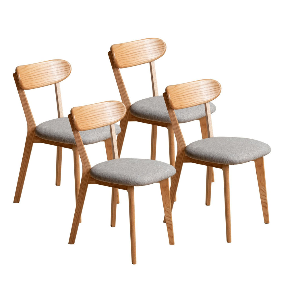 (Set of 4 pcs) Dining Chair Wooden FAS Grade Oak Natural Wood Made in North America 100% Dirt-free Wood Chair Solid Chair Table Chair Wooden Living Room Chair Simple And Natural 47.5 * 55.5 * 78cm