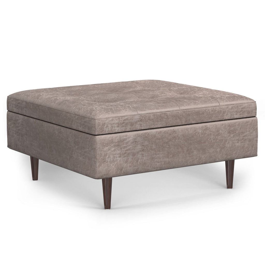 Shay Mid Century Large Square Coffee Table Storage Ottoman