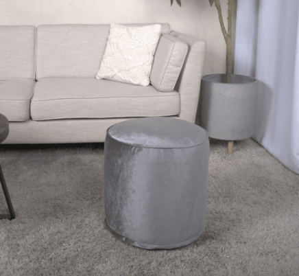 Shimon Cylinder Pouf, Pewter Gray