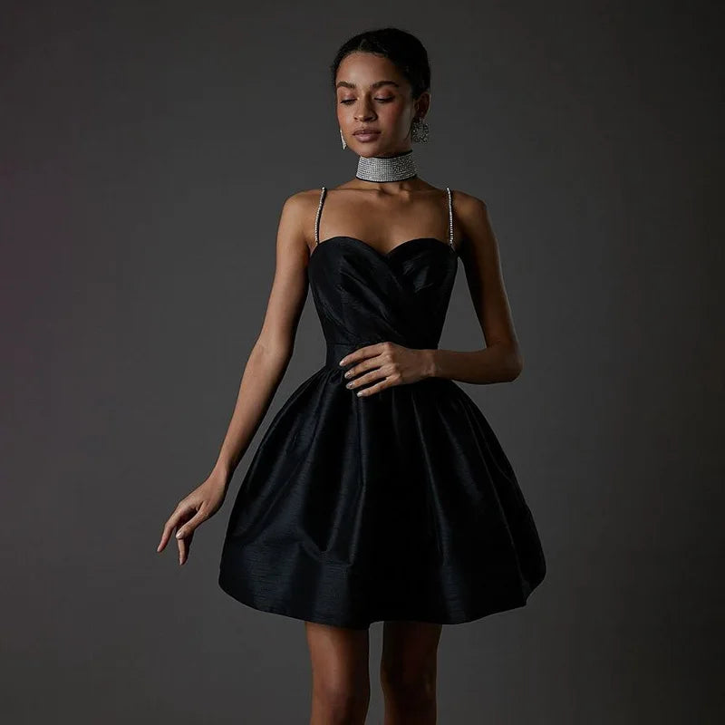 Seductive Diamond Chain Shoulder Strap Wrapped Suspender Dress for Women Spring Summer Chic Elegant Style