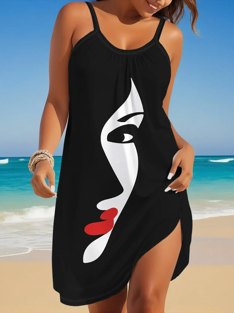 Women's Sleeveless Summer Dress with Vibrant Print, Perfect for Casual Outings and Holidays