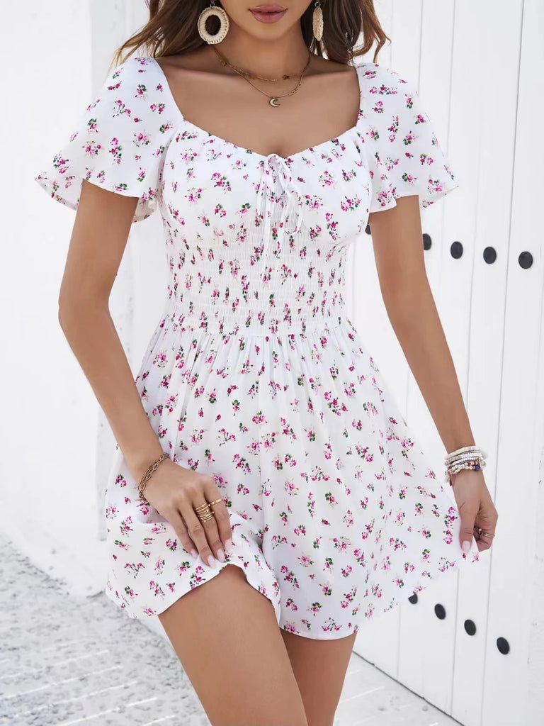 Short Fragmented Flower Night Dress with French Elegance and Sweet Outdoor Beach Skirt for Spring and Summer