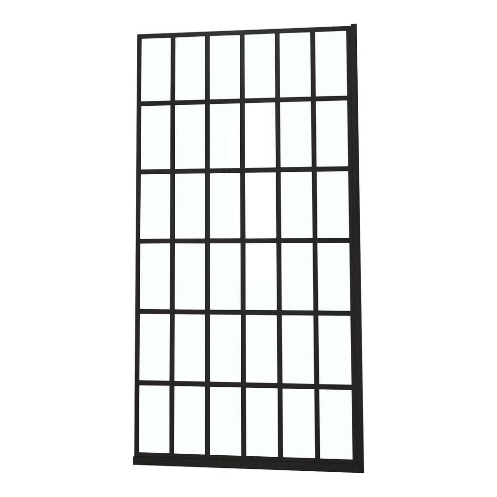 Shower Door 34" W x 72" H Single Panel Frameless Fixed Shower Door, Open Entry Design in Matte Black