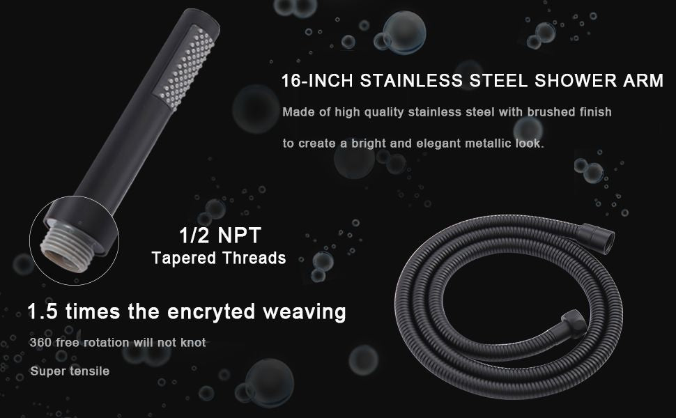 Shower System Shower Faucet Combo Set Wall Mounted with 10" Rainfall Shower Head and handheld shower faucet, Matte Black Finish with Brass Valve Rough-In
