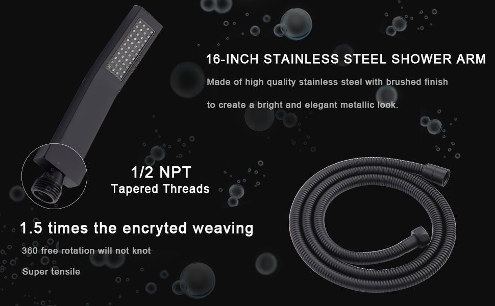 Shower System Shower Faucet Combo Set Wall Mounted with 10" Rainfall Shower Head and handheld shower faucet, Matte Black Finish with Brass Valve Rough-In