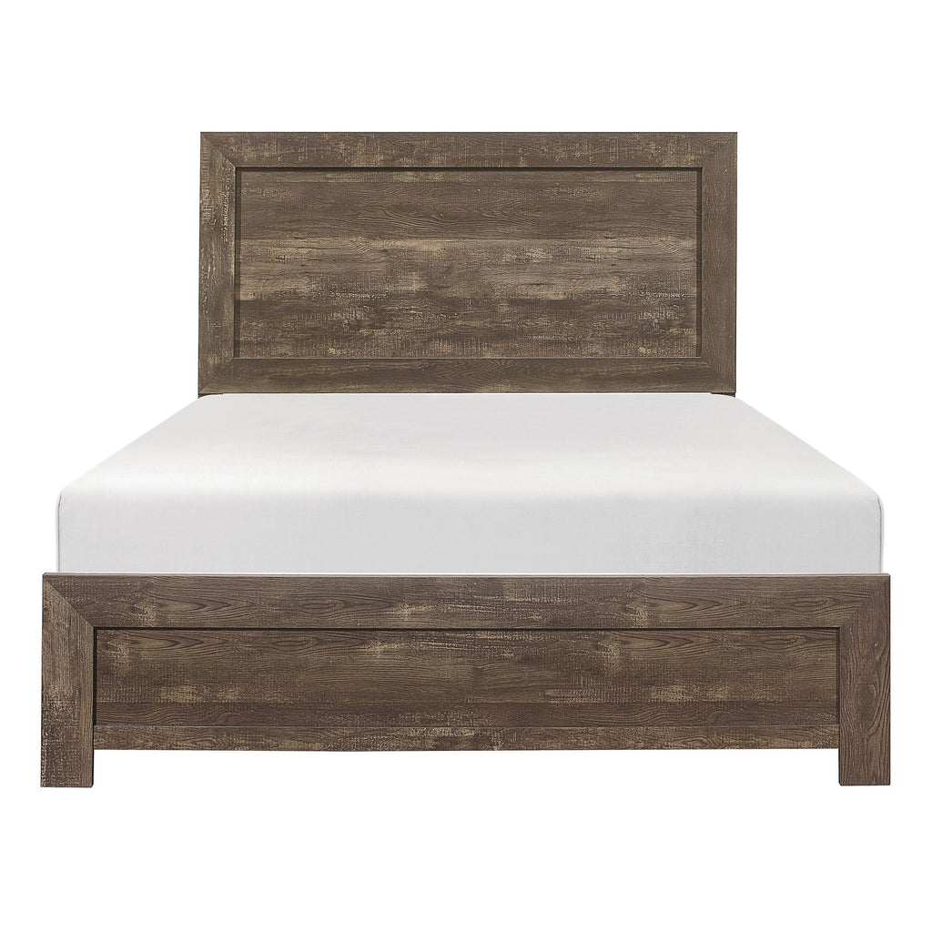 Simple Look Rustic Brown Finish 1pc Queen Size Bed Panel Headboard Footboard Formal Bedroom Furniture
