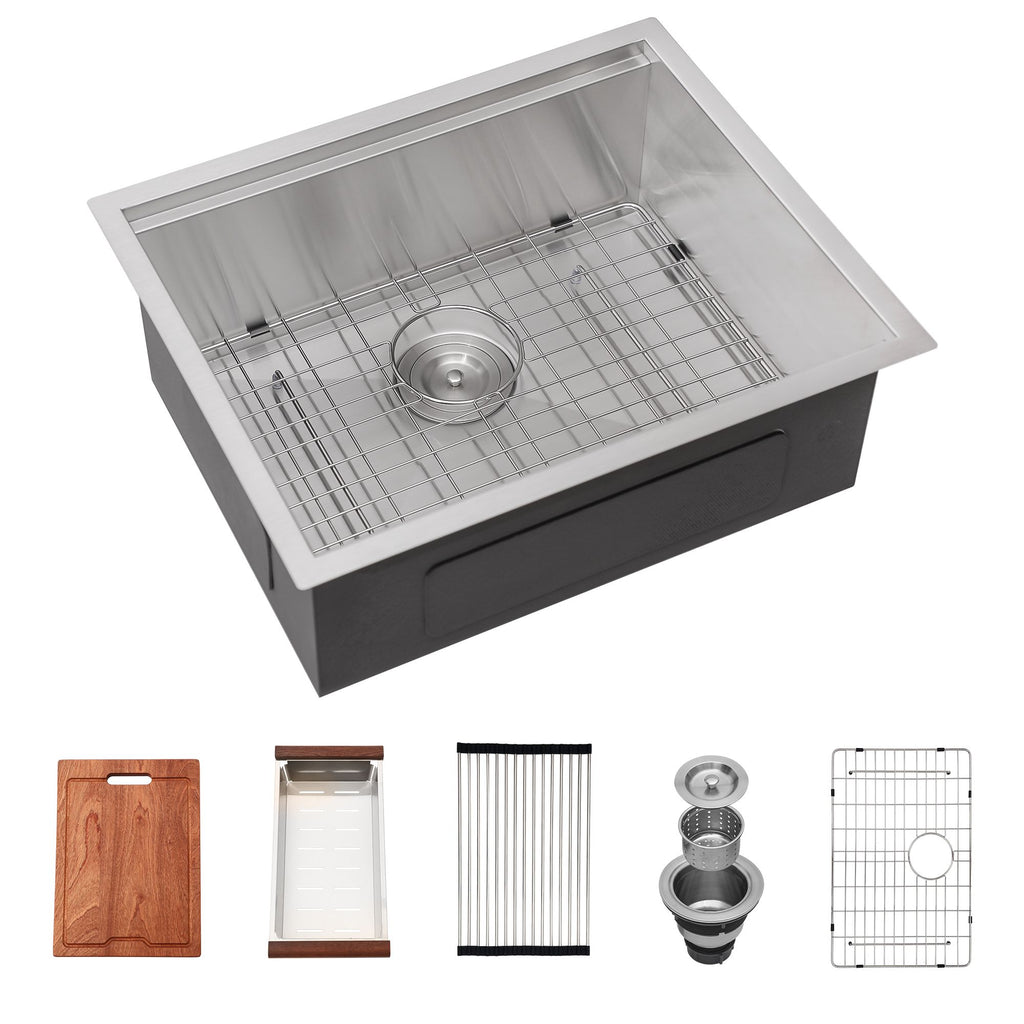 Single Bowl Undermount Workstation Kitchen Sink - 23"x19"x 10" Inch 16 Gauge Stainless Steel Deep Sink