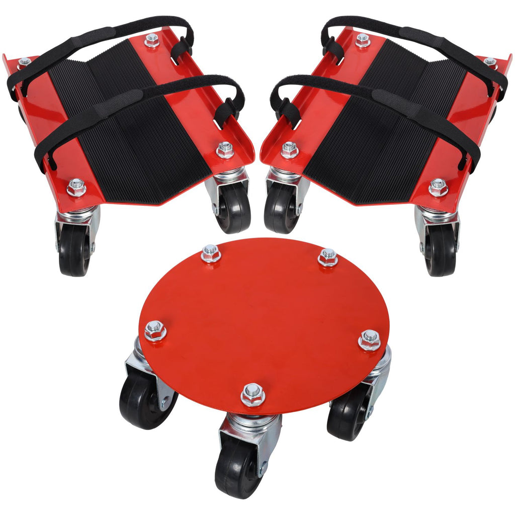 Snowmobile Dolly Heavy Duty V-Slide with 2.5"Swivel Casters and Rubber Pad Protecting Skis 1500Lbs Capacity,red color