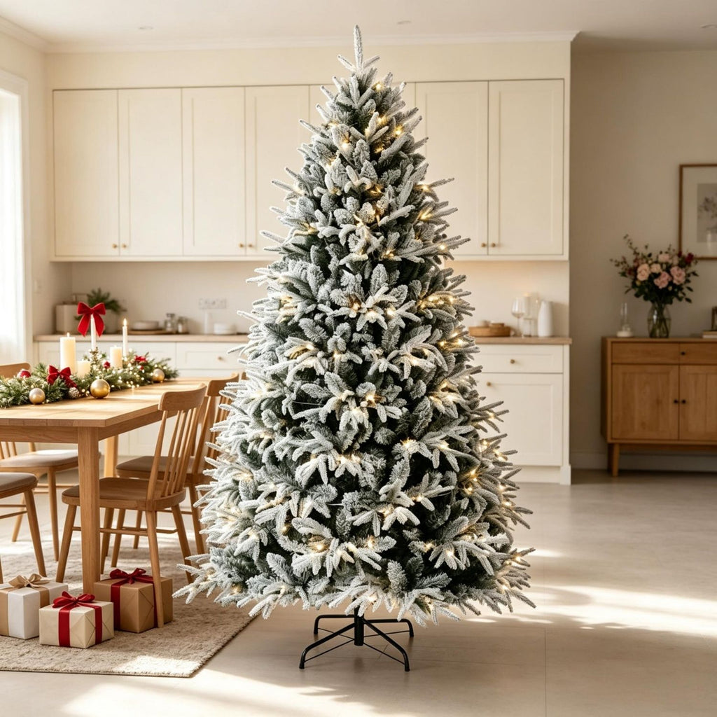 Snowy Frosted Artificial Christmas Tree,Flocked Pre-lit Christmas Tree,Festive Frosted Christmas Tree,Flocked Prelit Christmas Tree