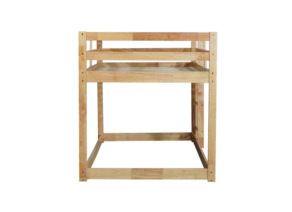 Solid Wooden, Solid Rubber Wooden Twin over Twin Loft Bed with Ladder, with Bed Platform of Strengthened Slats , Natural