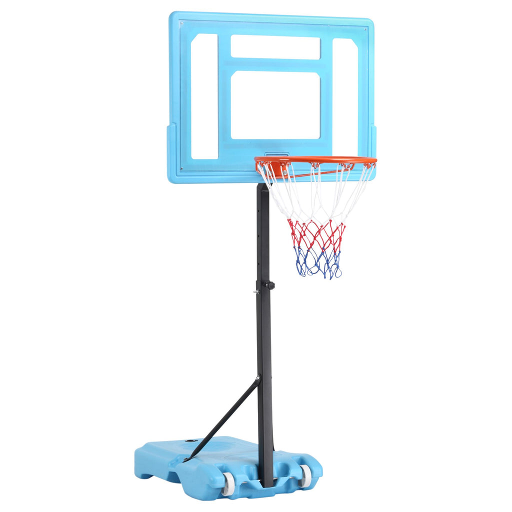 Soozier Poolside Basketball Hoop Stand, 36.5"-48.5" Height Adjustable Portable Hoop System w/ Clear Backboard & Fillable Base for Whole Family, Blue, Black, Red