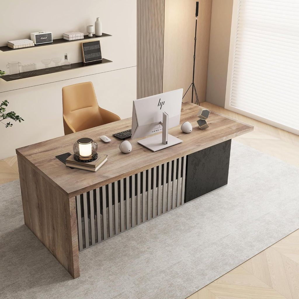 Stainless Steel Executive Desk Modern Computer Writing Workstation Home Office