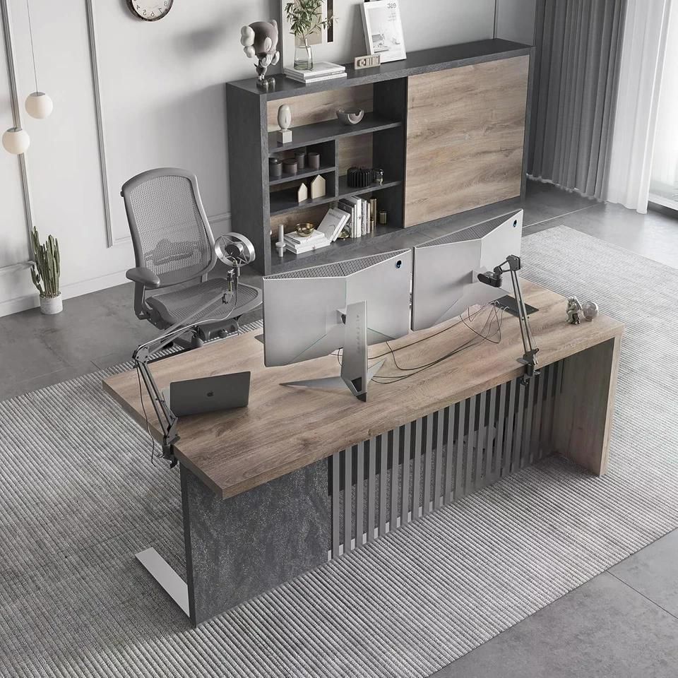 Stainless Steel Executive Desk Modern Computer Writing Workstation Home Office