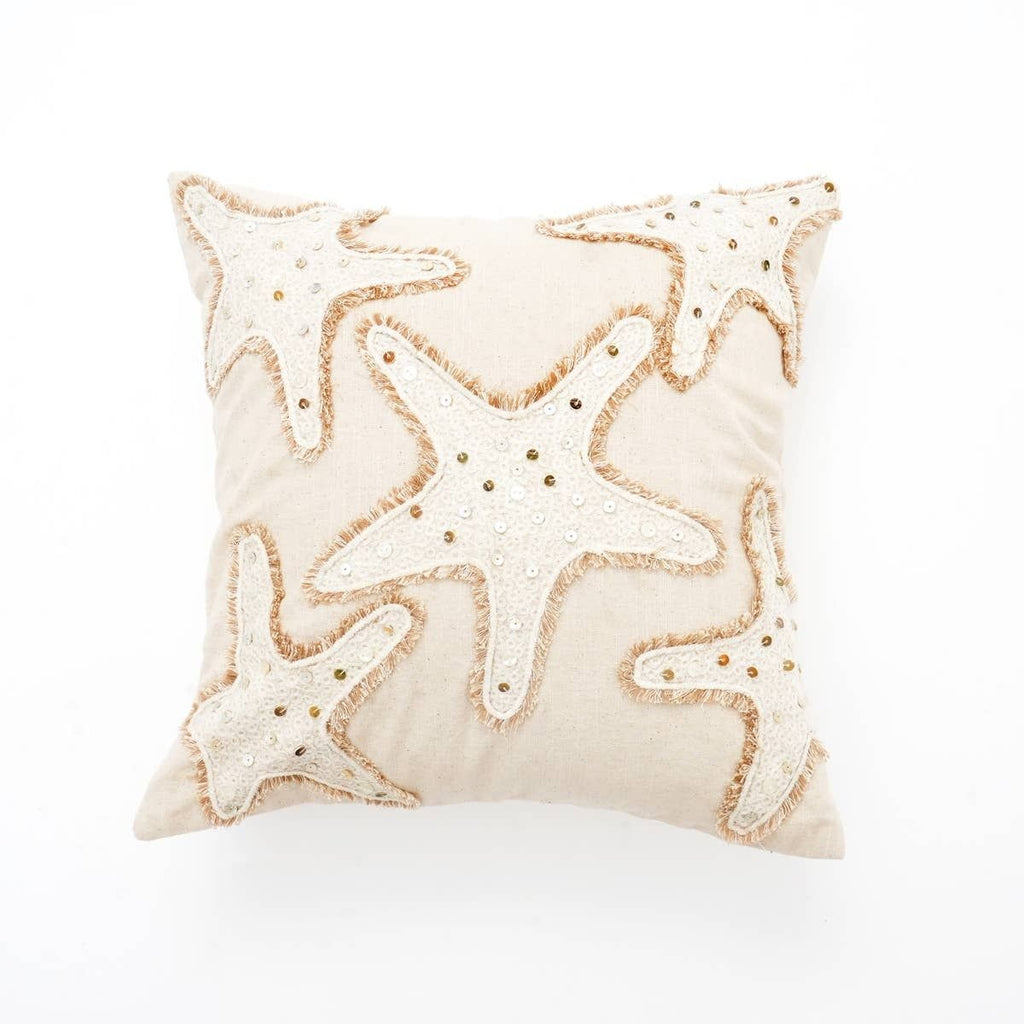 Starfish Embroidered Cushion-18X18"
