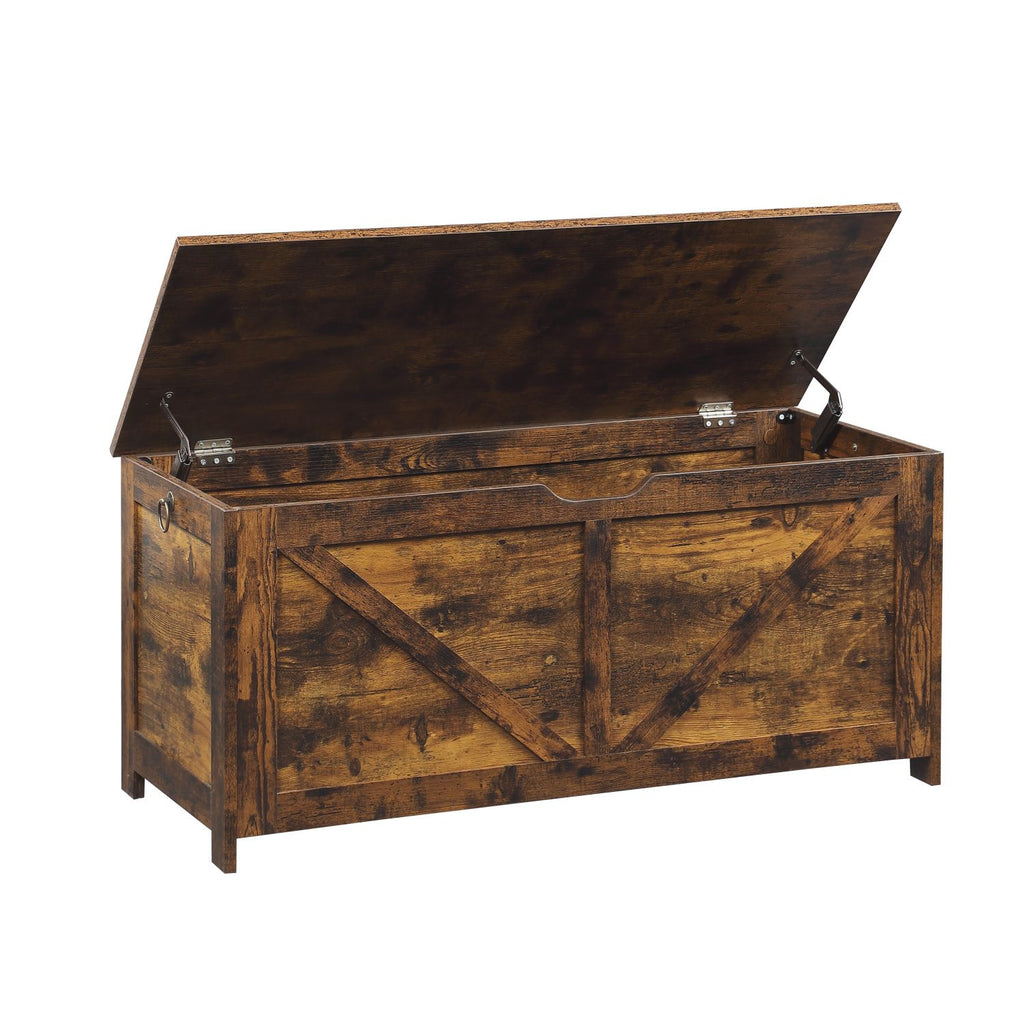 Storage Chest,Storage Bench,Retro Toy Box Organizer ,Entryway Storage Bench with 2 Hinges,Easy Assembly,Rustic Brown