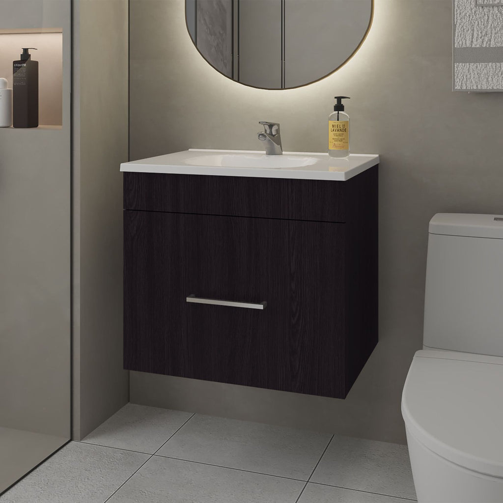 Story Floating Bathroom Vanity Set with Sink, One Drawer Wengue