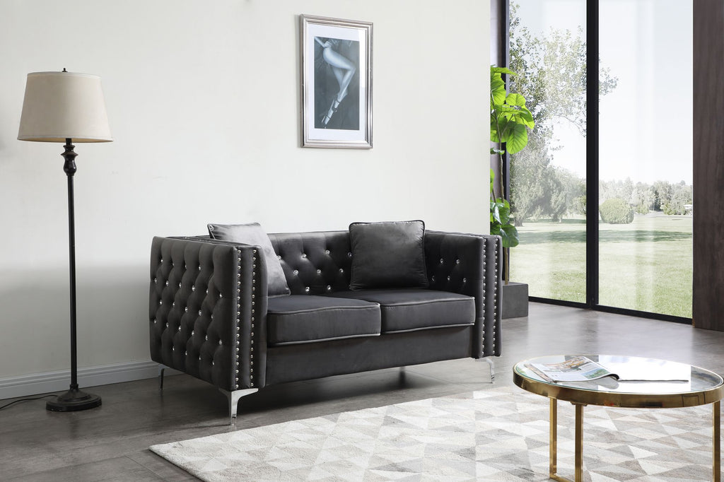 Stylish Gray Contemporary Loveseat