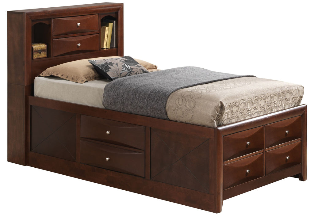 Stylish Twin Storage Bed In Cherry Wood