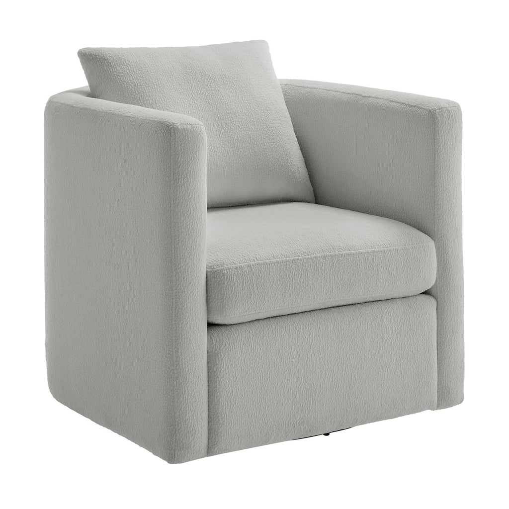 Sutton Light Grey Performance Fabric Swivel Barrel Chair