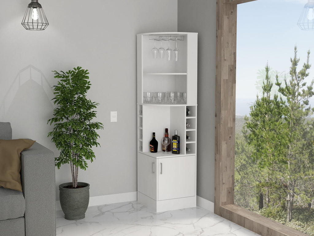 Syrah Corner Bar Cabinet - White