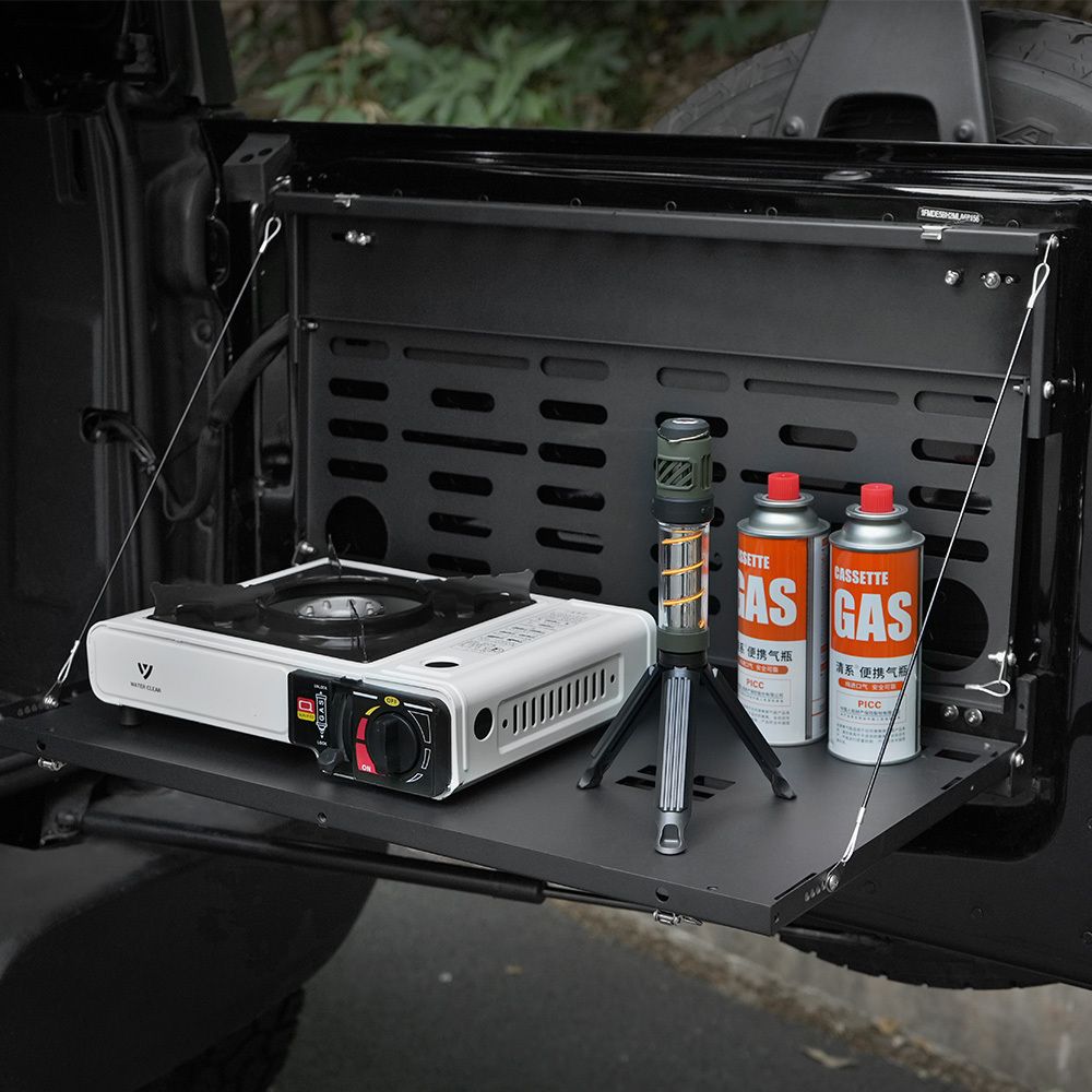 Tailgate Table Molle Panel for Ford Bronco 2021-2024 2-Tier Foldable Rear Storage Cargo Rack Shelf Camping Desk